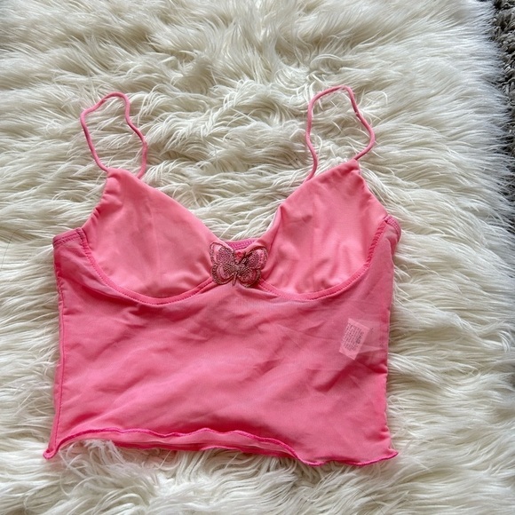 Pink Sheer Butterfly Cami Top - Picture 1 of 1